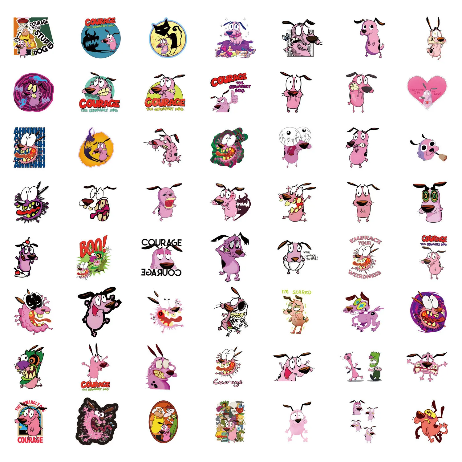 10/30/55PCS COURAGE The Cowardly Dog Cartoon Series Sticker Decals Toys DIY Suitcase Skateboard Phone Luggage Bike Sticker Gift