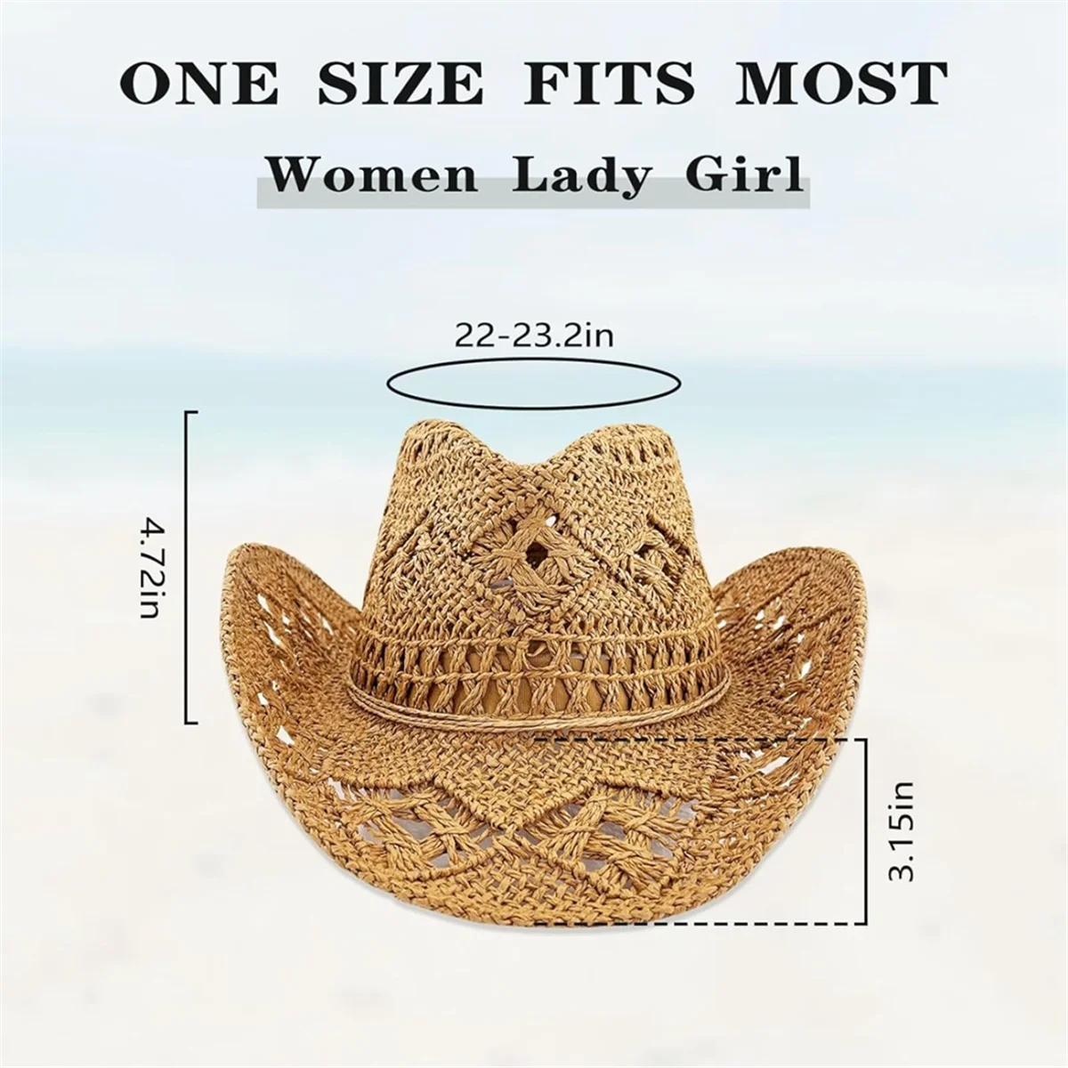 

NEW Straw Cowboy Hats for Women Western Cowgirl Hat for Holiday Party Foldable Vacation Beach Sun Hat with Wide Brim C