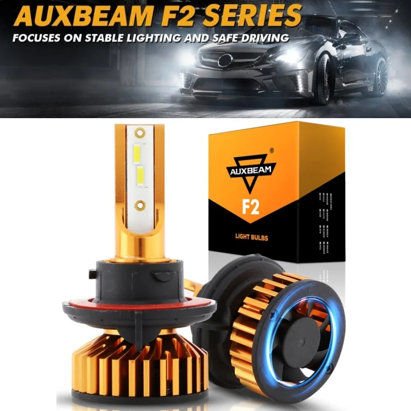 AUXBEAM 10000LM 52W LED HeadLight Bulbs 6500K Cool White Car Fog Light Bulb Mini Size F2 Series