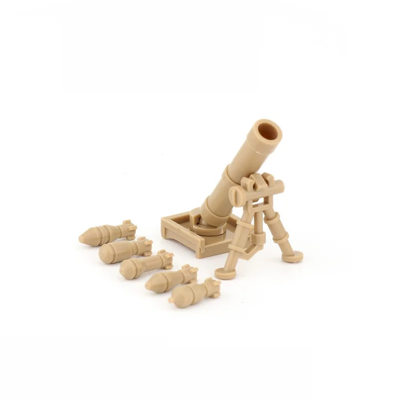 MOC WW2 US Military Weapon M2 Mortar Soldier Minifigurine Accessories Guns Building Blocks Kit Bricks Sets Arms Model Kids Toys