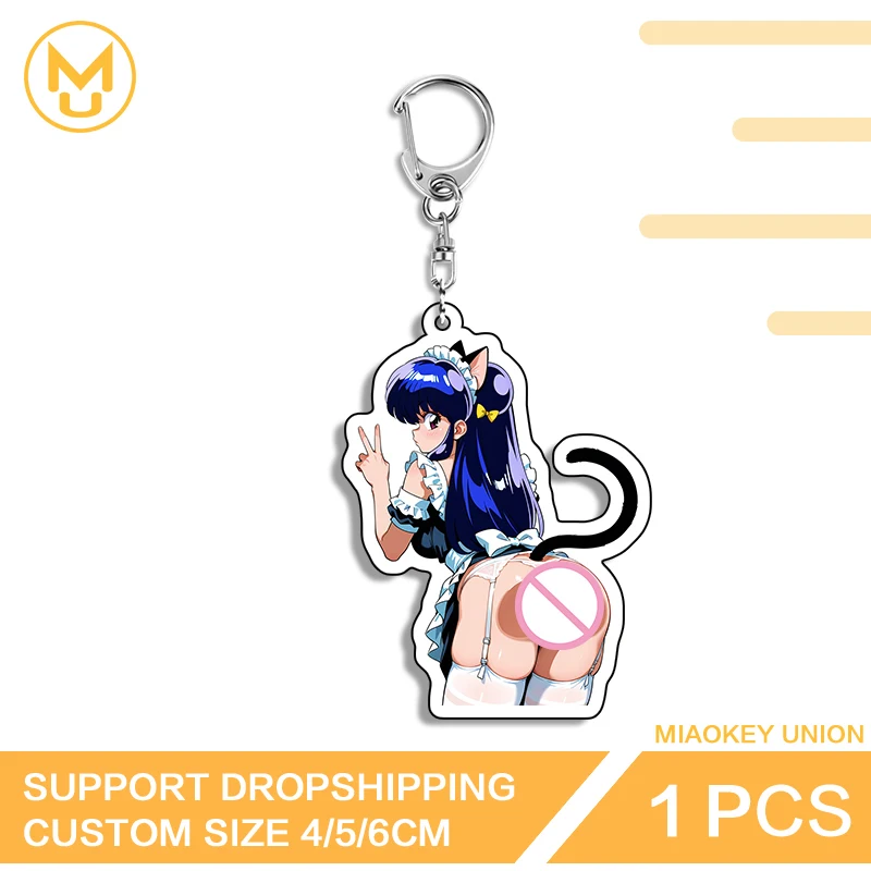 Cat Ears Girl Anime Figure Ranma Big Ass Sunscreen Playful Double Sided Acrylic Keyring Unisex Hot Selling Fashion Accessories