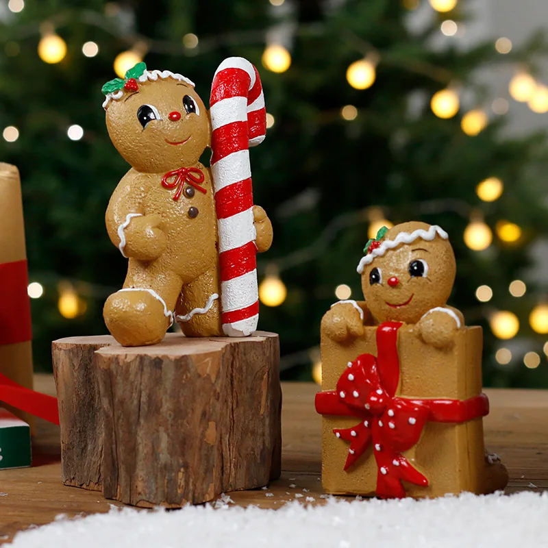

New Cute Christmas Resin Candy Gingerbread Man Resin Pendant Home Holiday Decoration for Christmas Decoration