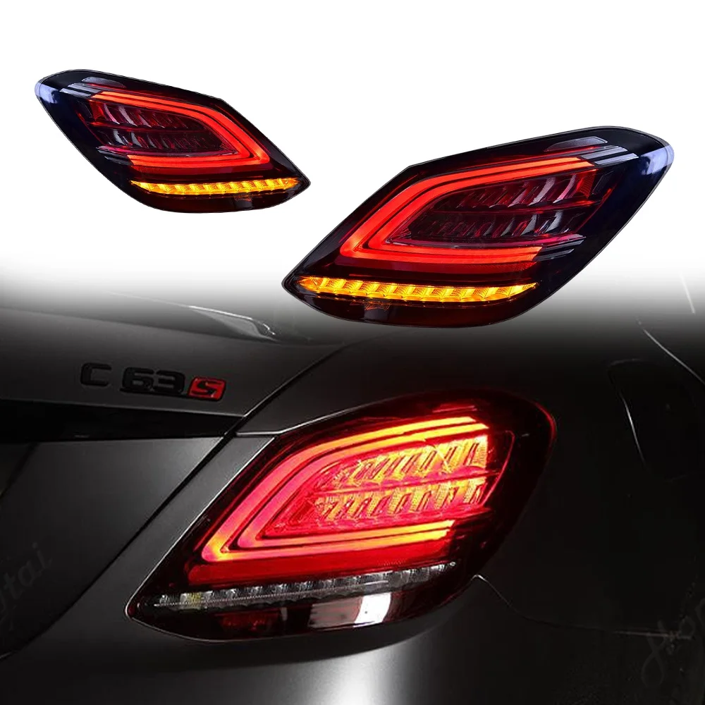 

Пара задних фонарей в сборе для Mercedes Benz C180 C200 C260 C63 2018-2019 2020-2021 Модернизированный указатель поворота Светодиодные задние стоп-сигналы