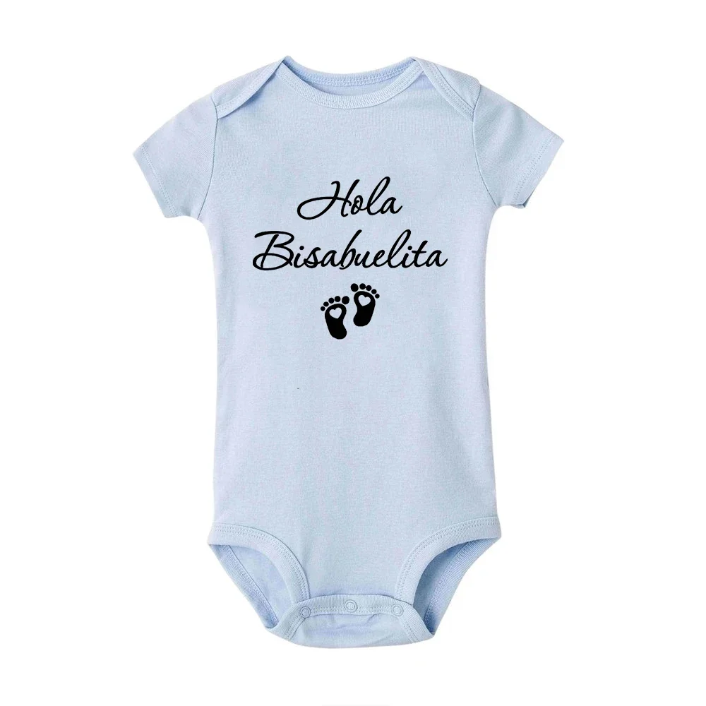 Hola Bisabuelita Spanish Newborn Baby Bodysuits Boys Girls Comfortable Short Sleeve Jumpsuit Outfits Infant Born Announcement