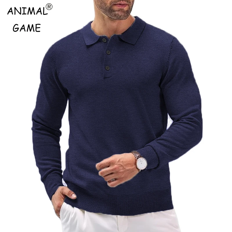 

Новые мужские повседневные вязаные пуловеры с длинными рукавами, свитер на пуговицах, свитера-поло, зимние классические рубашки, теплая легкая уличная одежда