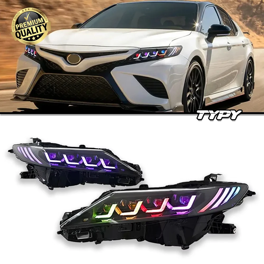 

Автомобильная фара для Toyota Camry RGB, обновление 2018-2024, модифицированная для нового динамического указателя поворота, автомобильная светодиодная фара в сборе
