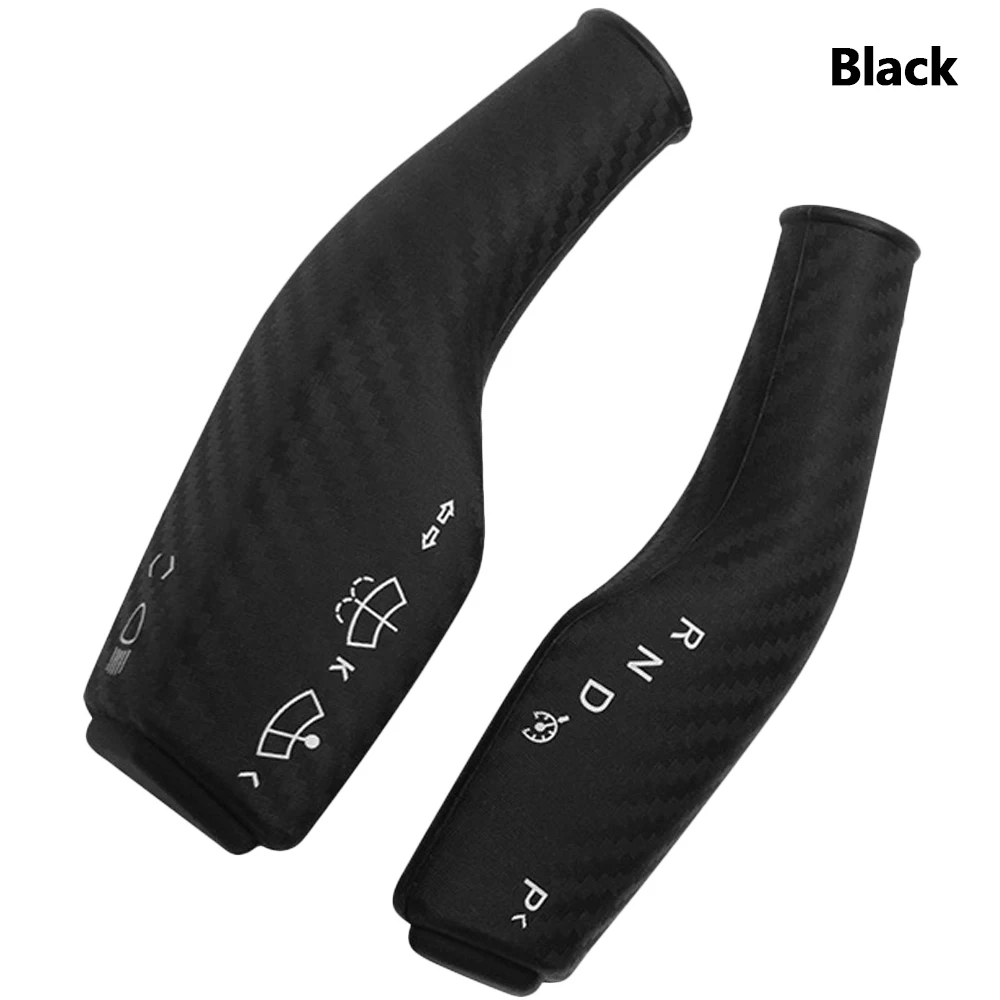 Fit for Tesla Model 3/Y  Pinky Column Gear Shift Interior Protection Accessories with Carbon Fiber Pattern Silica Gel Black