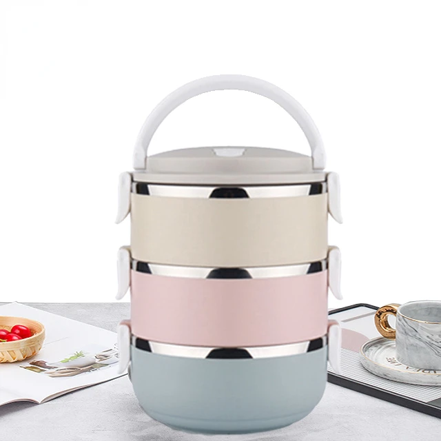 

Round double layer insulated stainless food warmer storage thermal lunch boxes