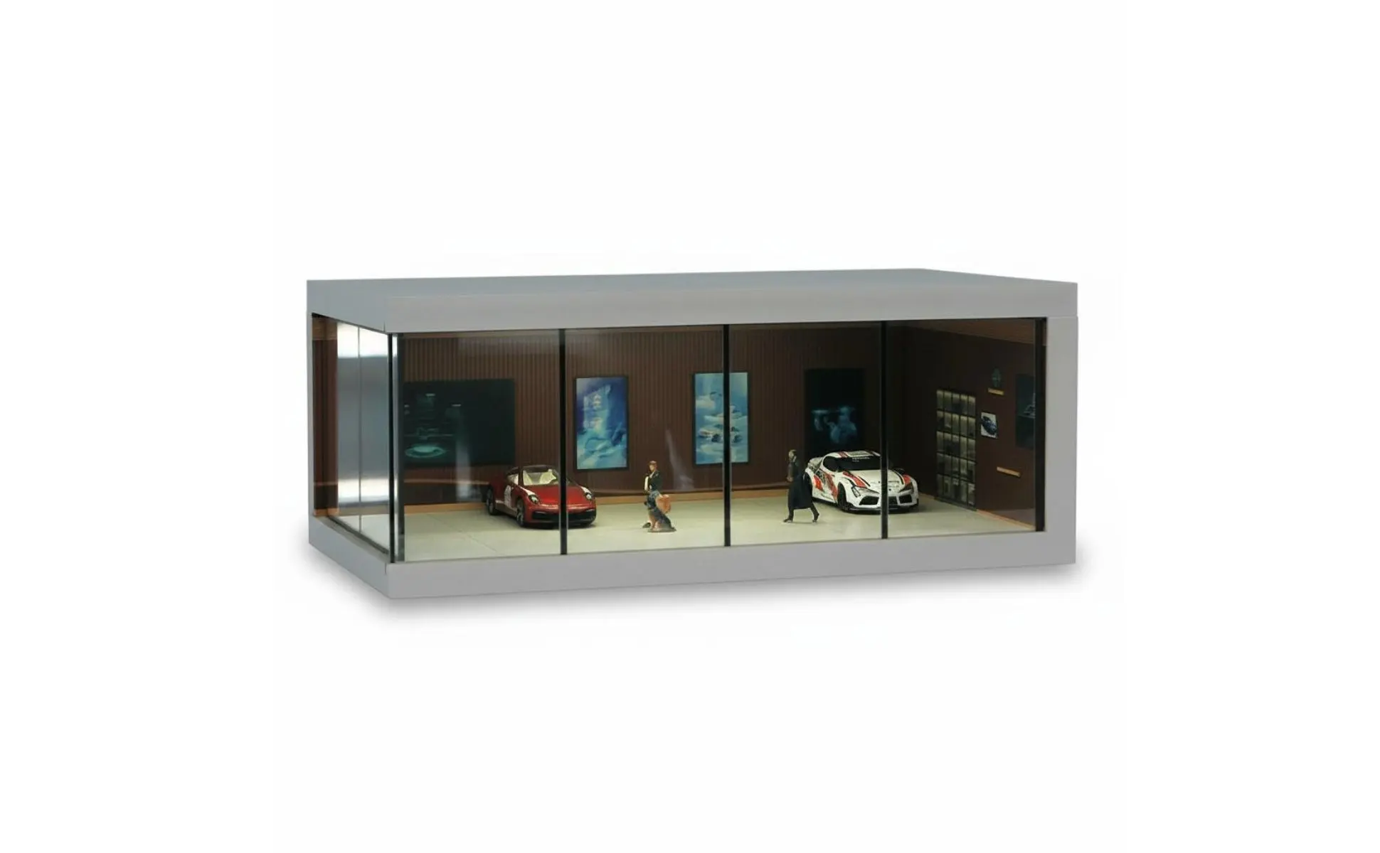 1/64 Scale Display Box Clear View LED Lit Model Display Box Acrylic Car Case Scene Design Diecast Car Showcase Easy to Assemble