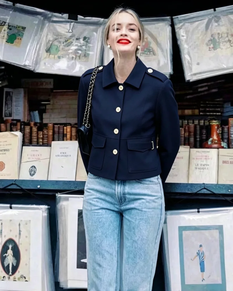 Women's blazer 2026 Autumn new European and American style solid colour collared contrast single-breasted blazer