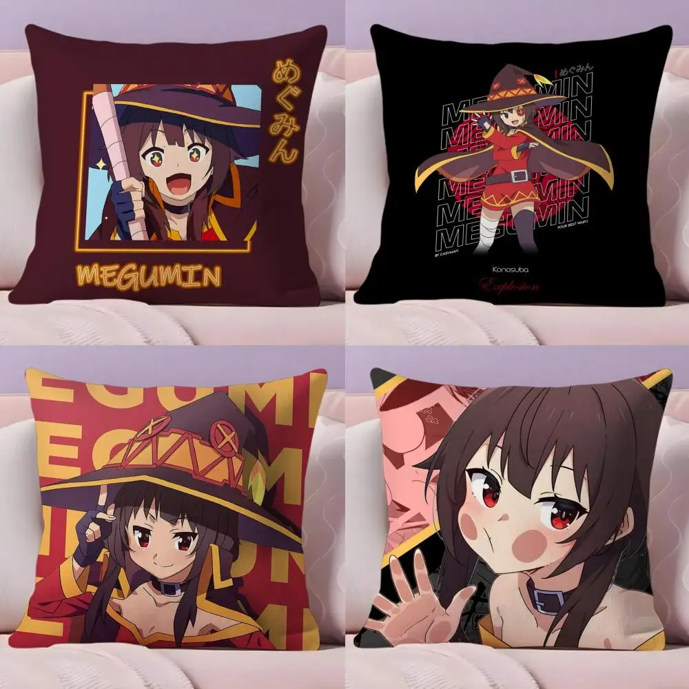 Cute M-Megumin Cushion Cover Soft Short Plush Double-Sided Printing Home Decor Machine Washable Pillow Case Gift