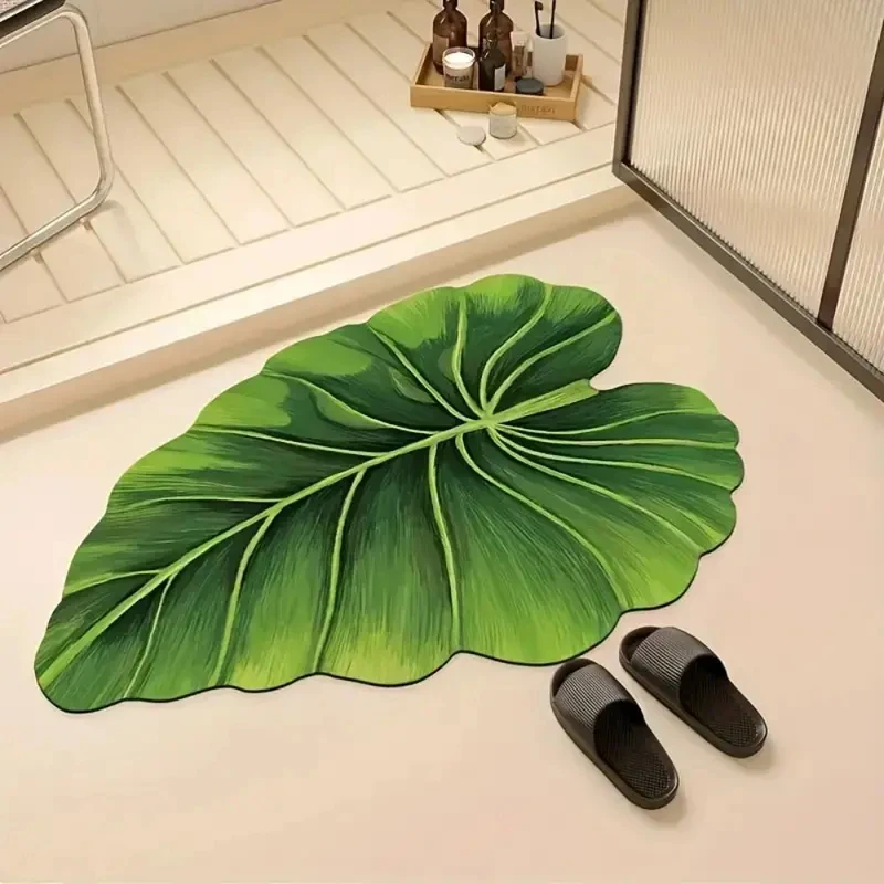 VIKAMA Green Leaf Bathroom Mat - Kitchen Appliances Green のレビューと価格