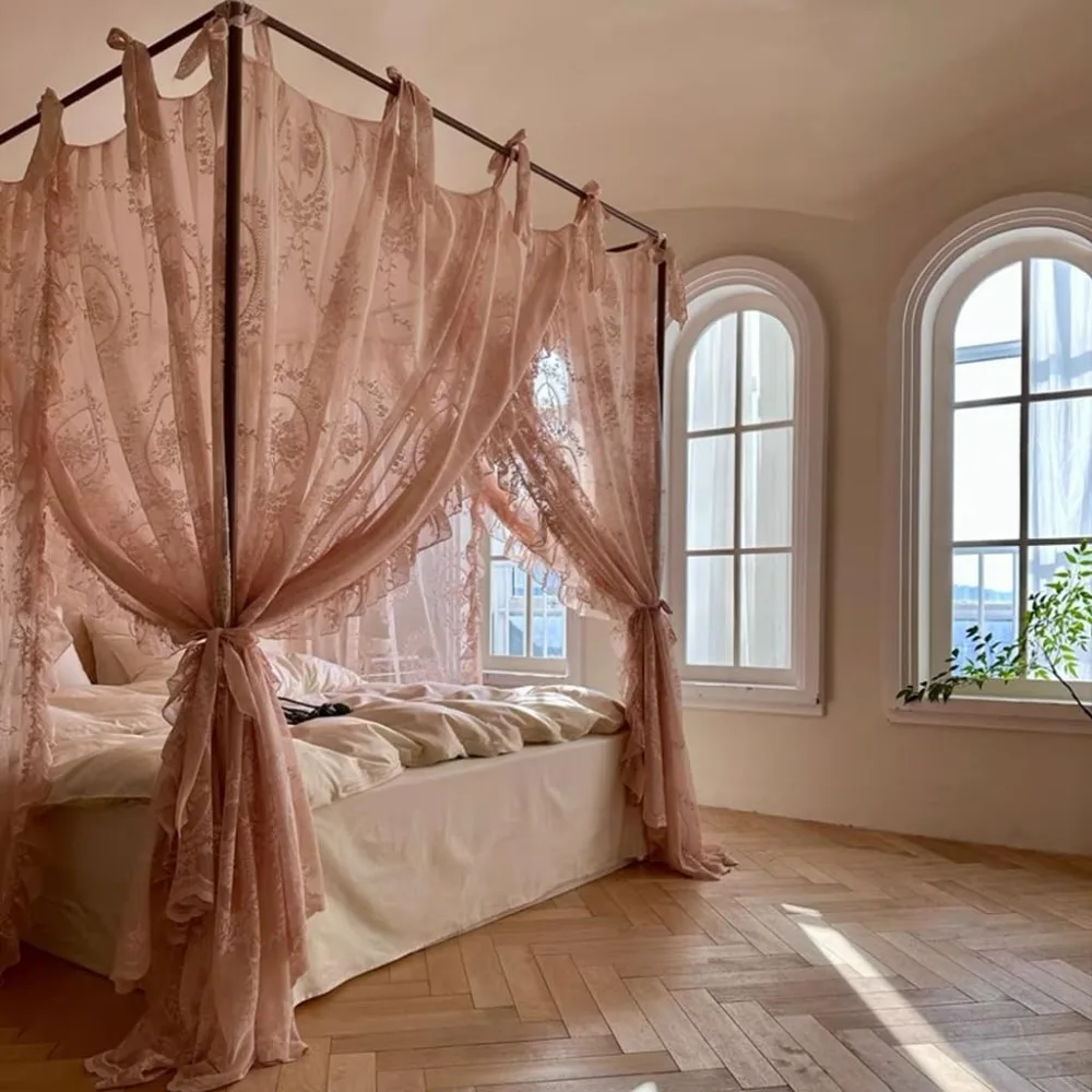 Elegant Lace Princess Mosquito Net Bed Canopy for Girls Women, Full Size 53
