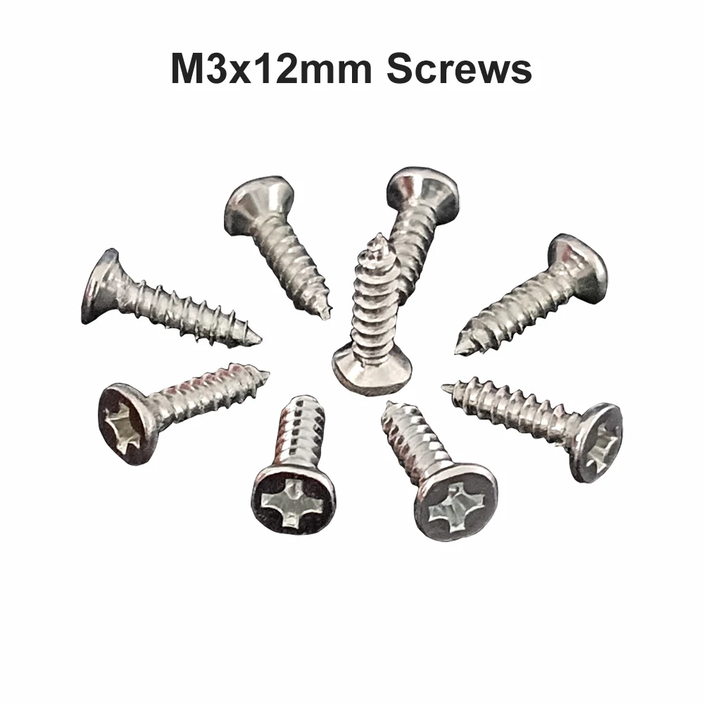 M3 12mm Round Pan Head Tapping Screws Set Mini Screw Phillips Screw Suitable For LED Neon COB Fix Clips Plastic Buckle