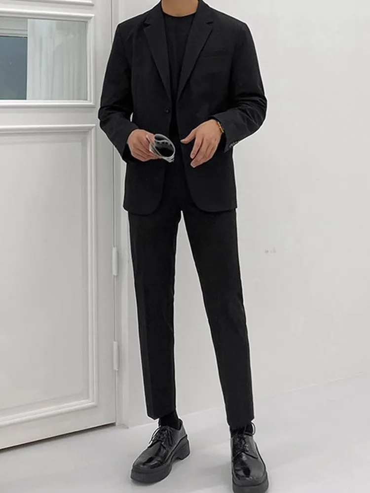 J-6146 Suit set for men, casual, black, small suit, Korean version, business formal, light mature set, single breasted