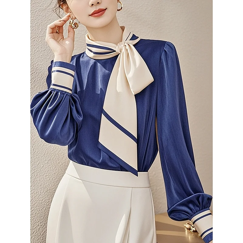 French bow yellow long sleeved shirt with women's design sense, unique in early autumn, super beautiful and stunning top