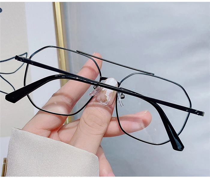 Doppel Strahl Polygon Blau Licht Blockieren Myopie Gläser Mit Rezept Metall Student Kurzsichtig Brille 0-0,5-0,75 Zu-6 – Detail 5