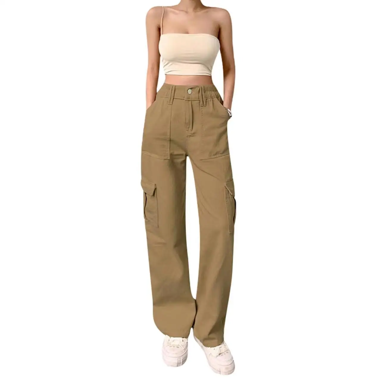 

Slim High Waist Cargo Pants Multi Pocket Casual Cargo Pants Baggy Utility Straight Cargo Pants Outdoor Work Trousers Women