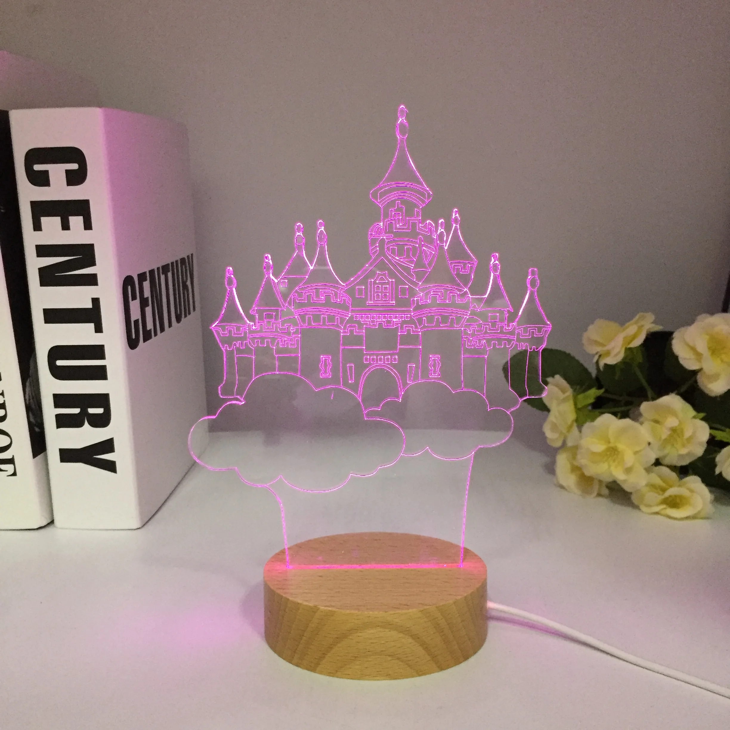 

Table Castle 3D Night Light for Kids Women Bedroom Decor Light Cute Birthday Colorful Gift LED Manga Lamp New Year Xmas Dropship