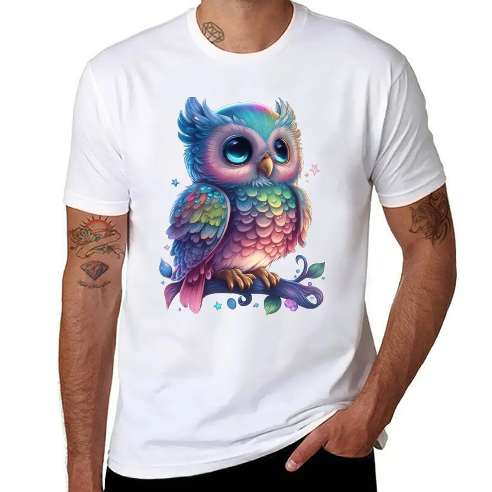 

Cute Rainbow Hedwig Owl T-Shirt t shirts for man graphic tees T-Shirt