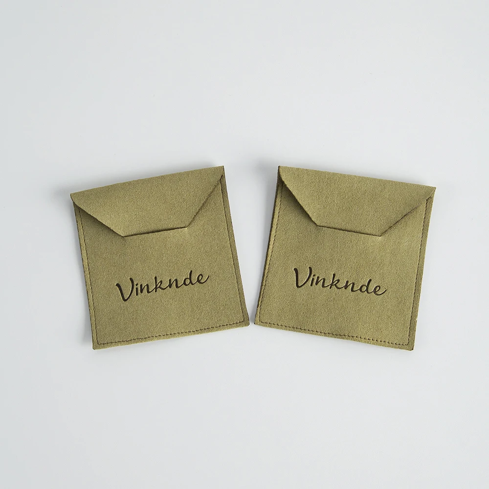 Imagem -02 - Velvet Jewelry Small Gift Bags Envelope Embalagem Bolsa para Colar Favor do Casamento Candy Goodie Bolsa Logotipo Personalizado Microfibra 6x6cm