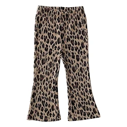 Autumn Spring Capris Girls Fashionable Leopard Dots Plaid Flared Pants Stylish Children Long Trousers for Little Princesses