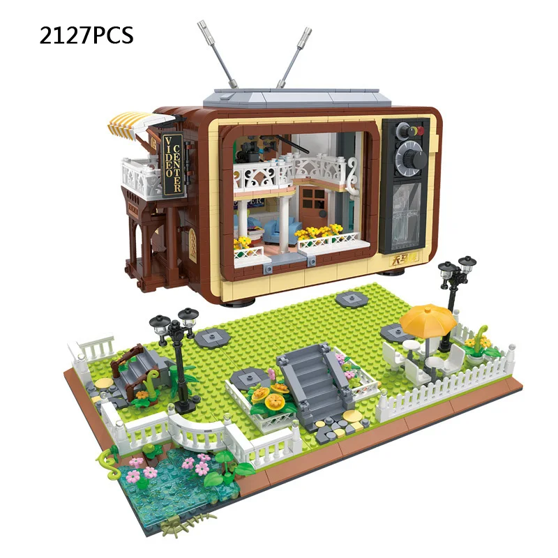 

Creative City Street View Mini Block Film And Television Center Model Building Bricks Figures Assemble Educational Toy For Gifts