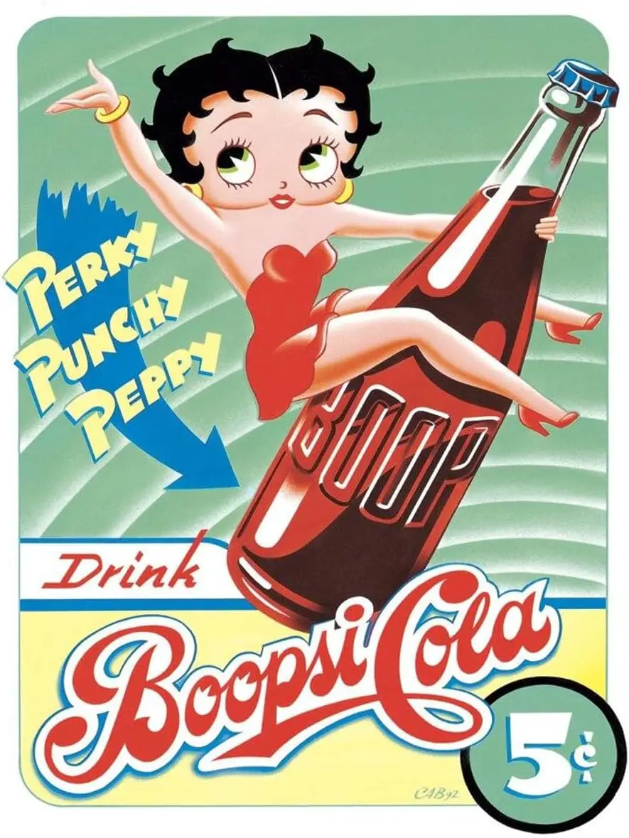 Desperate Enterprises Boopsie Cola Tin Sign - Nostalgic Vintage Metal Wall Decor Made in USA
