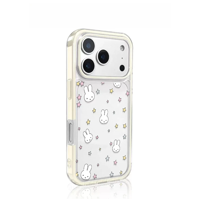 Miffy Kawaii Anime Mobile Phone Case New Style for IPhone17 Protect All Inclusive Anti-fall Transparent Fashion Exquisite Simple