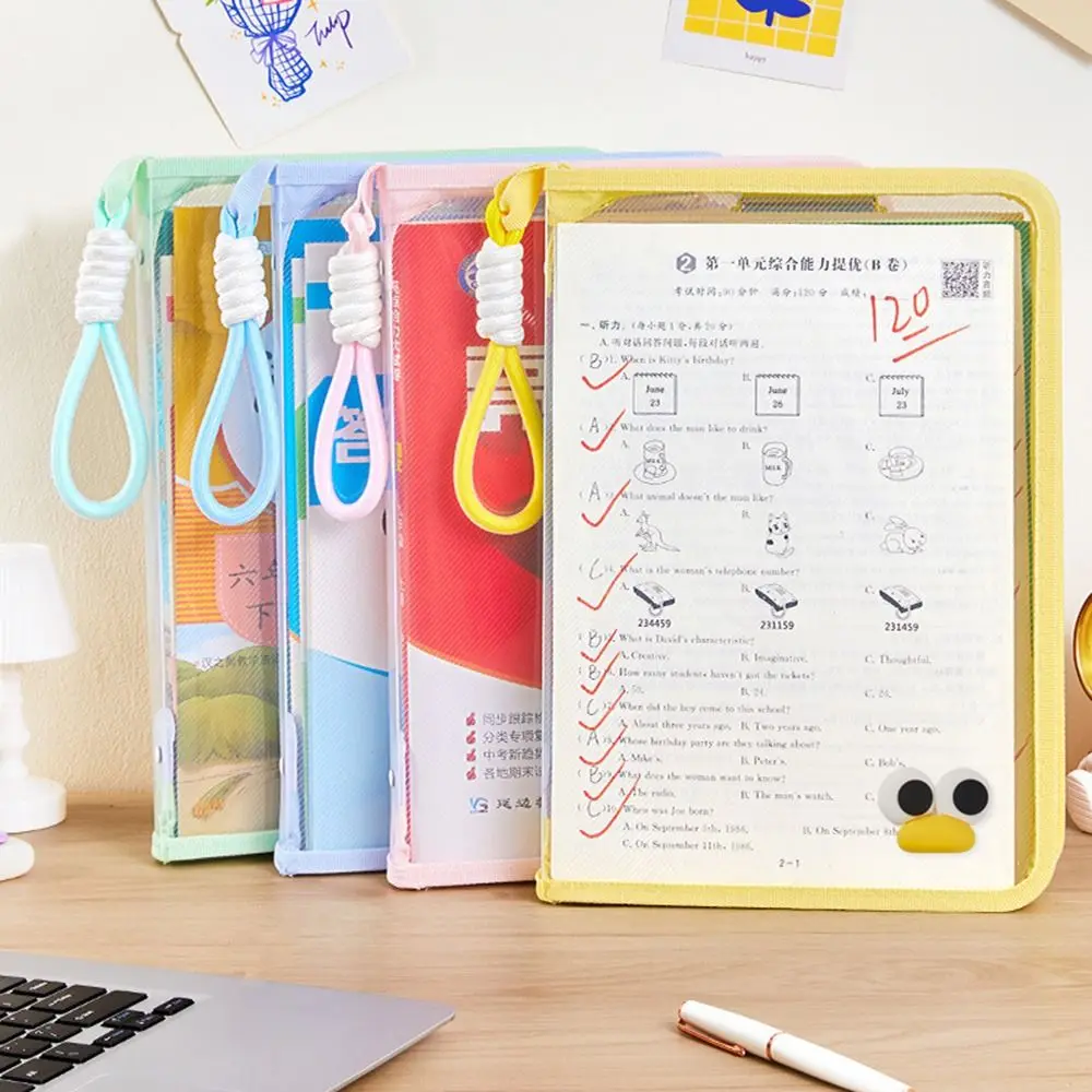 Multifunctional Test Paper Storage Bag Large Capacity Built-in Clip Board File Folder Bag with Handle Thickened