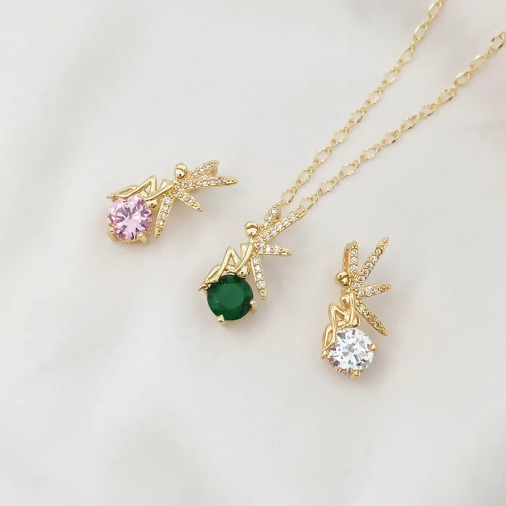 

18K Copper-plated Real Gold and Zircon Crystal Fairy Pendant DIY Handcrafted, Personalized and Elegant Collarbone Pendant