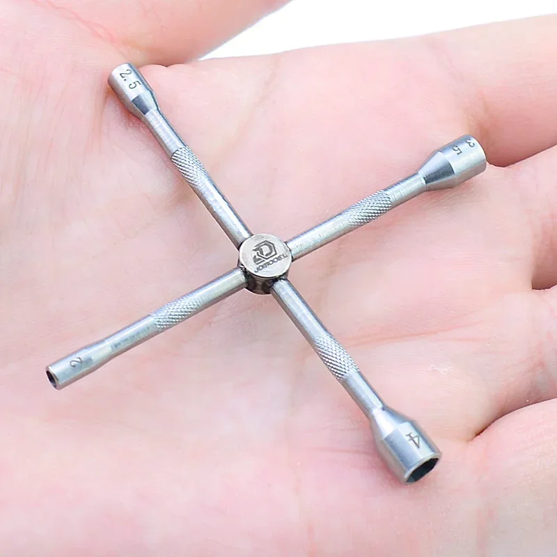 JDMODEL 1pcs Stainless Steel Cross Sleeve External Hexagonal Screwdriver for Tamiya RC Dump Truck Scania Car RC Crawler Tool