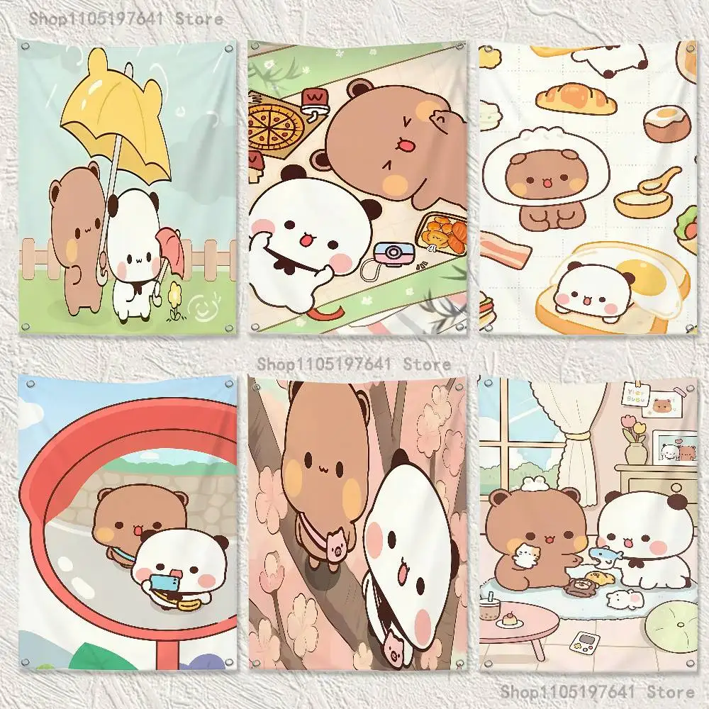 

Cartoon Lovely Cute BuBu DuDu Flag Tapestry Banner For Bedroom Outdoor Living Room Restaurant Bar Wall Decor Party