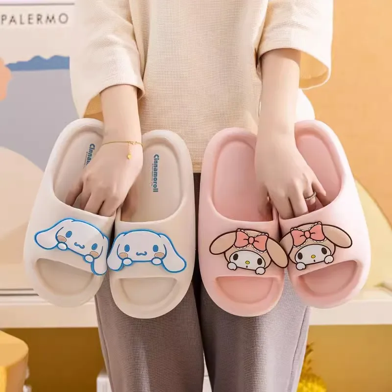 Miniso Sanrio Family Slippers Cute Soft Lightnes Cloud Like In Door Slides Kuromi My Melody Pochacco Sweet Shoes For Kids EVA