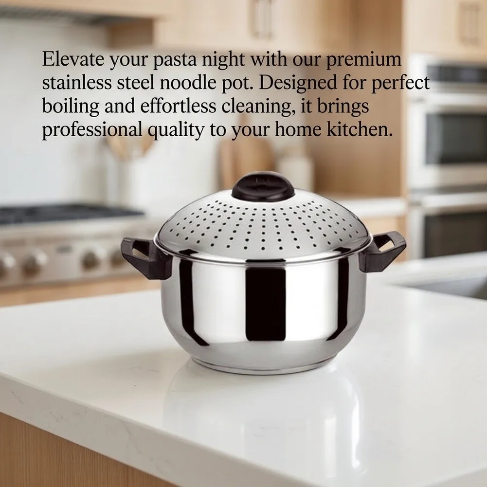 Stainless Steel Pot with Perforated Lid for Pasta Drainage Rice Rinsing Soup Boiling and Straining of Fruits Vegetables view 5
