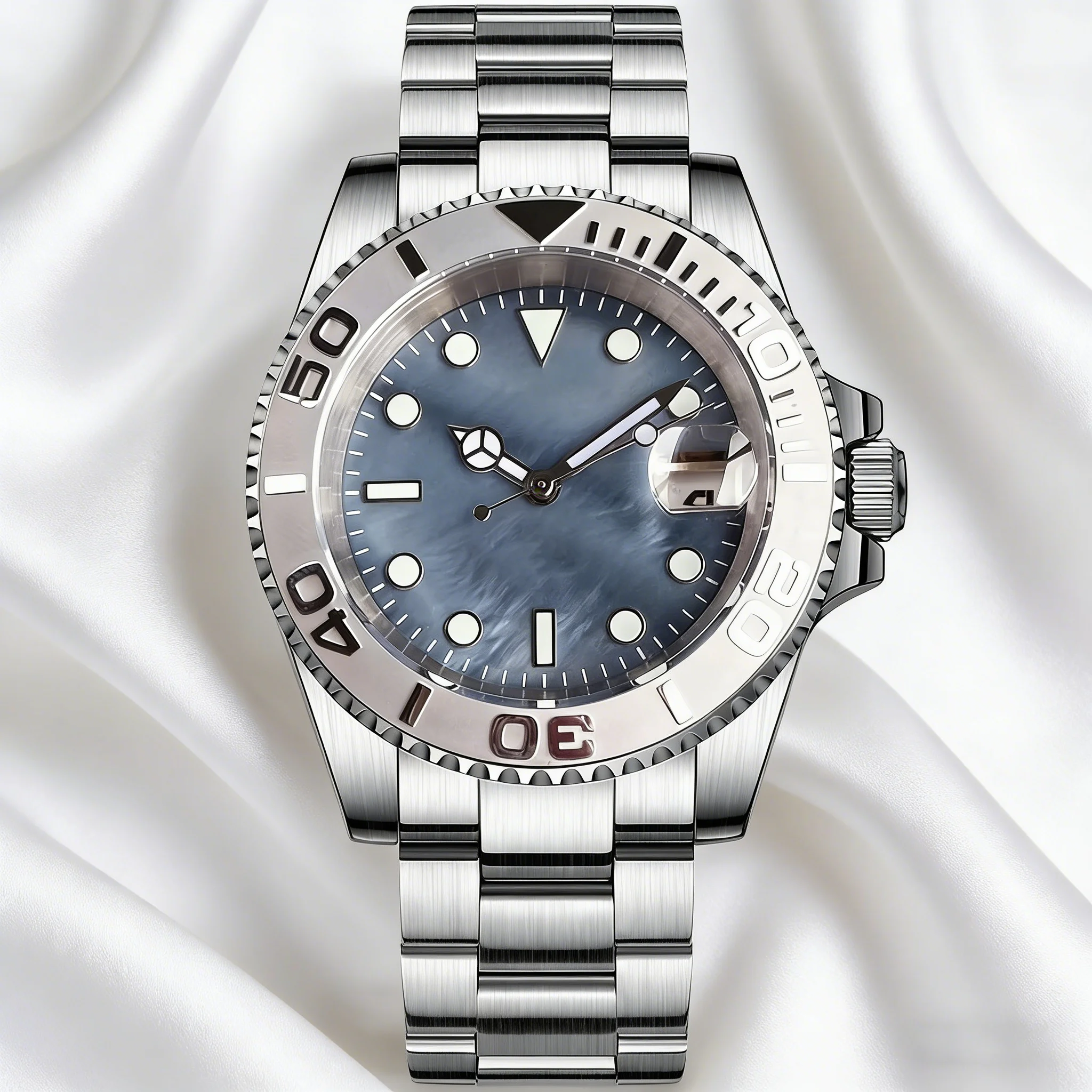 

Tandorio 40mm Mother of Pearl Dial Mechanical Men's Watch For Japan NH35A Sapphire Glass Date Luminous 20ATM Diving Watches