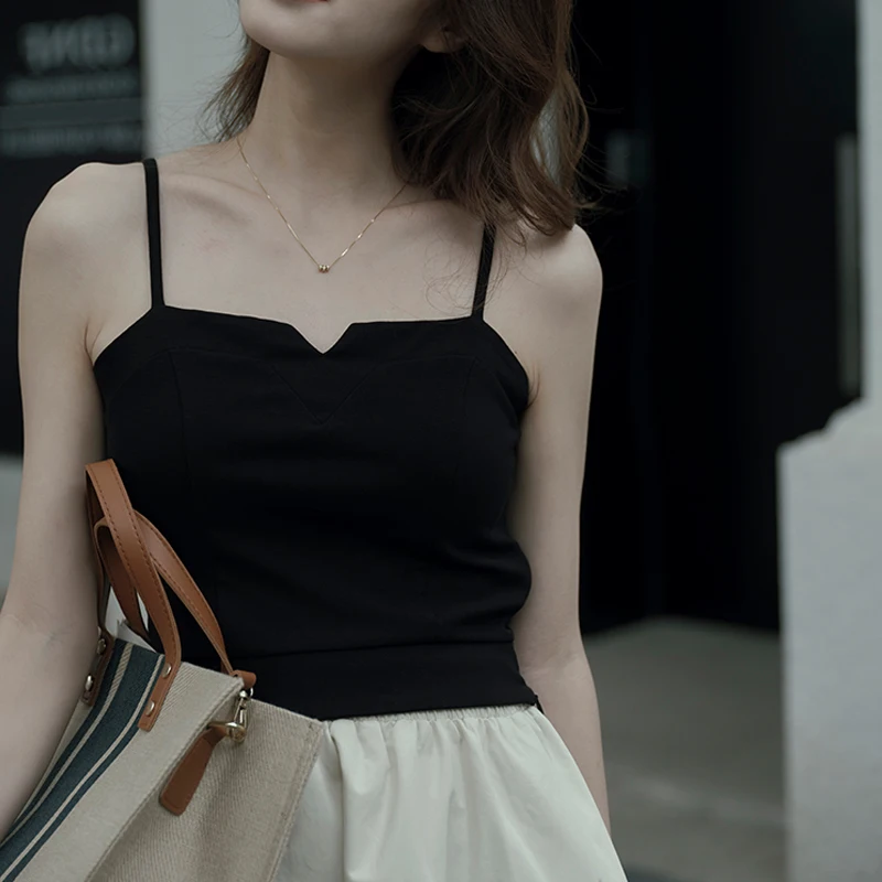 퓨어 디자이어 스몰 스트랩 베스트 여성용 수트 이너 보바 여름 바람 베이스 INS 슈퍼 얇은 아우터웨어 슬리밍 탑