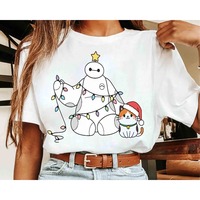 Disney Baymax Christmas and Mochi Cat Light-Up Sweatshirt, Baymax Christmas T-shirt Unisex cotton streetwear oversized t shirt