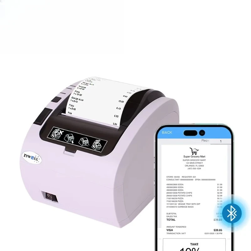 ZY306 203DPI Thermal POS Receipt Printer Free Driver 58MM 80MM Bluetooth Ticket Bill Printer