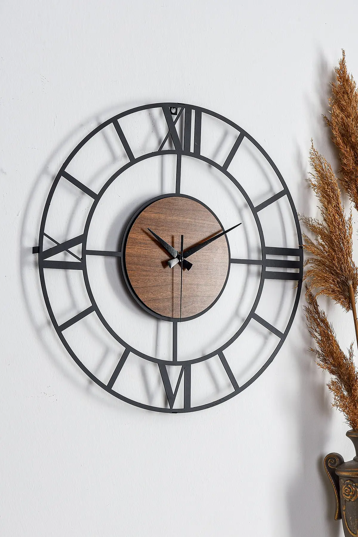 

Roman Legno Design Silent Mechanism Wall Clock Home Office Living Room Decorative Wall Clock and Decoration