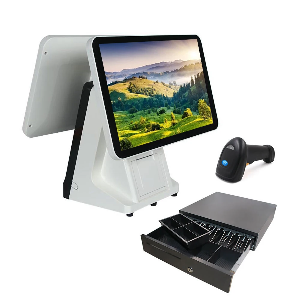 نظام الكل في واحد مقاس 15 بوصة يعمل بنظام Windows 10 ونظام تسجيل Pos للدرج النقدي للصيدلة