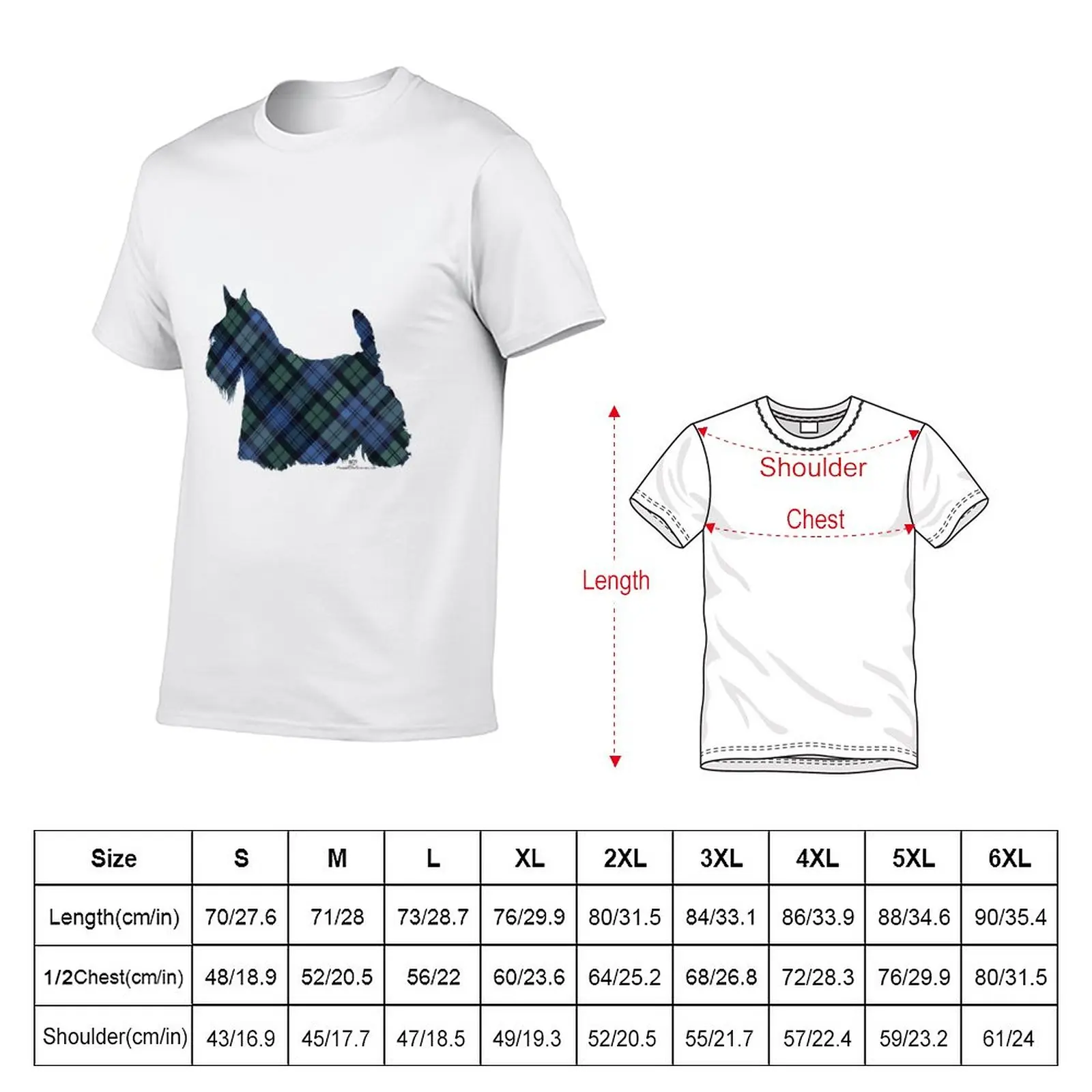 Scottish Terrier Black Watch Tartan T-Shirt anime kawaii clothes heavyweights aesthetic clothes mens t shirts