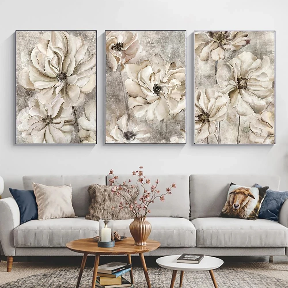 Modern Kapok White Flower Canvas Paintings Nordic Style Prints and Poster Wall Art Pictures for Living Room Home Decor No Frame