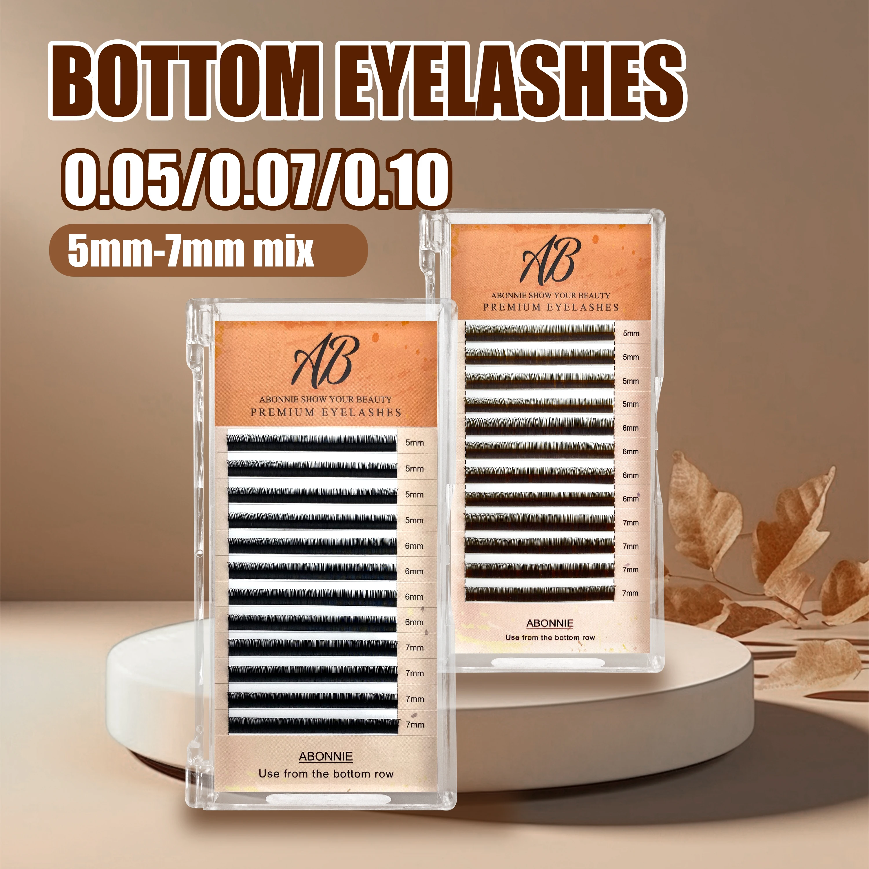 Abonnie Bottom Brown Lower Lashes 5mm 6mm 7mm Short Synthetic Mink Individual Eyelash Extension Lower Eyebrow Lashes Makeup