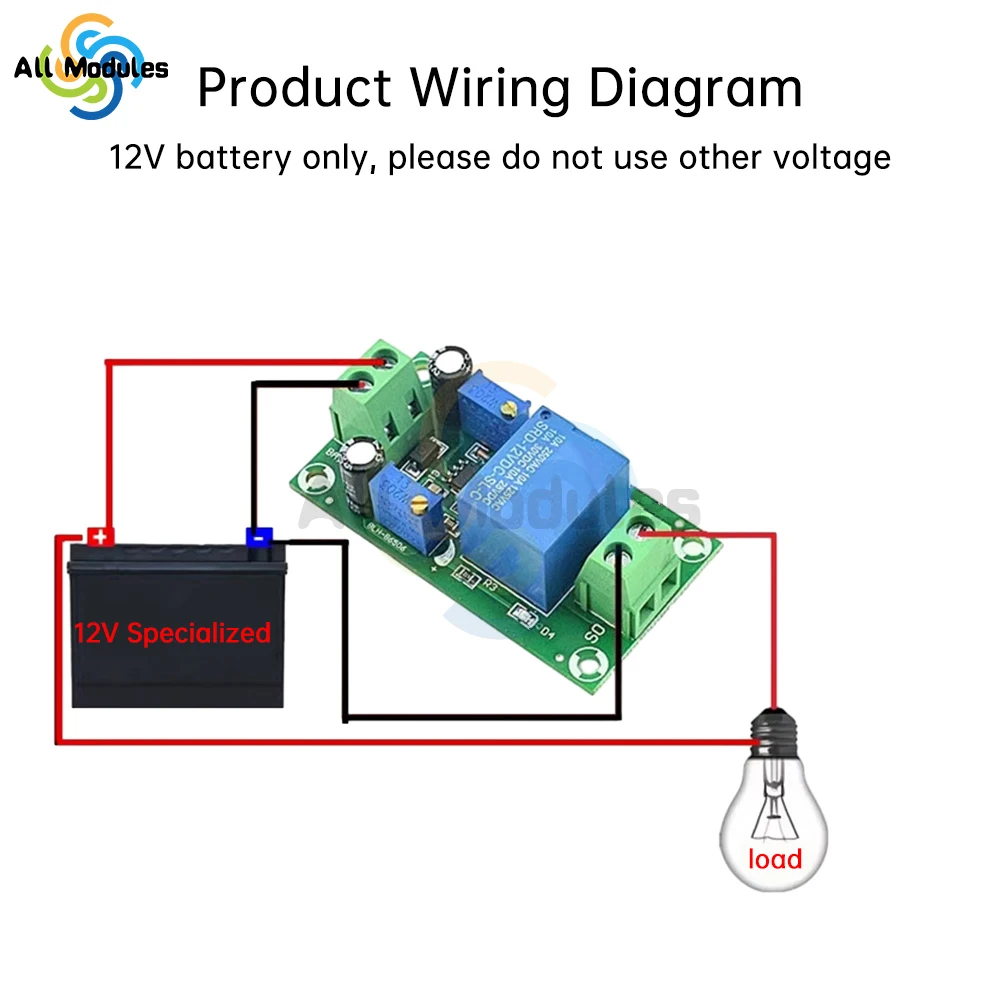 12V Battery Undervoltage Controller Battery Anti-Low Voltage Protection Plate Auto Load Voltage Recovery Disconnect Connection