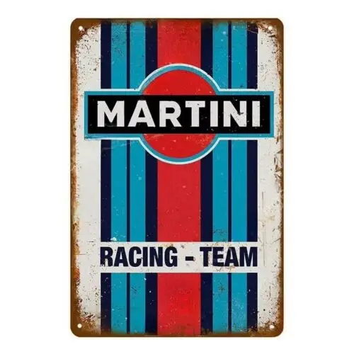 Martini Racing Team Vintage Blechschild Retro Wandkunst Garagendekoration Sammlerstück-Aluminium