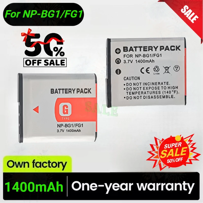 1400mAh NP-BG1 FG1 Np Bg1  NPBG1 Rechargeable Battery for SONY Cyber-Shot DSC-H3 DSC-H7 DSC-H9 DSC-H50 DSC-H10 DSC-H20 DSC-H30