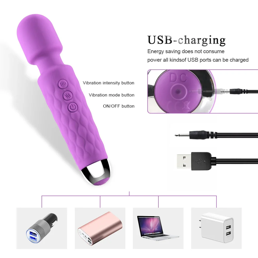 Women Female Masturbator Rechargeable Powerful Clit Stimulator Adult Vagina Sex Toy Magic Av Mini Wand Massager Dildo Vibrator