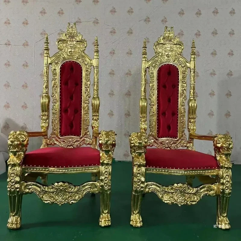 Factory Outlet Hotel Bright Gold High Back King Seat Clubhouse Wedding Sofa Chair
