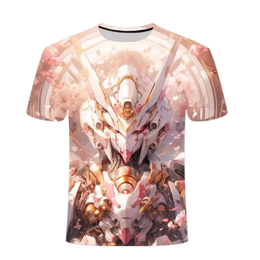 

2026 Summer New Style Short Sleeve - Cherry Blossom Gundam Series - 3D Printed Round Neck Men's and Women's T-Shirt